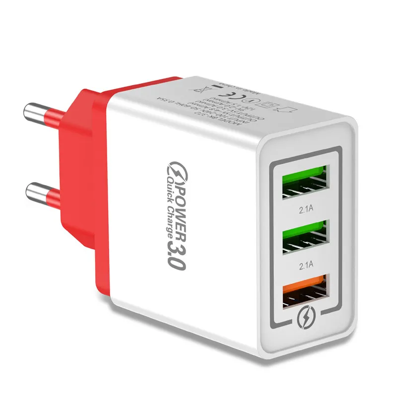 Red USLION Быстрая зарядка 3,0 USB зарядное устройство для телефона Samsung S8 S9 Xiaomi mi 8 Huawei быстрая настенная Зарядка для iPhone 6 7 8 X XS Max iPad - Тип штекера: Red