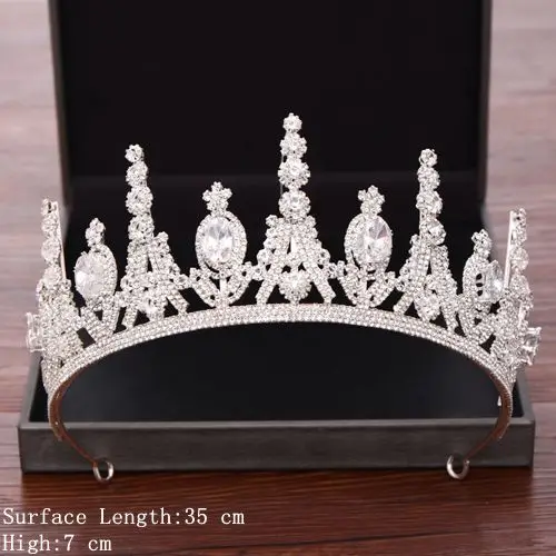 Silver Color Свадебные аксессуары для волос, Свадебные короны и диадемы, Серебряные Кристаллы, стразы, свадебная корона, свадебная диадема, диадема, украшение - Окраска металла: Silver Color
