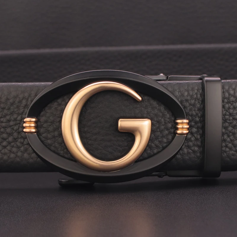 

Automatic Buckle G belts men High Quality genuine leather luxury brand formal Waist Strap Personality buckleyoung men Cowskin