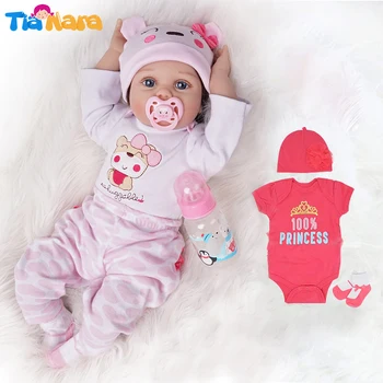 Muñeca bebé Reborn de 55cm, 2 trajes de vinilo de silicona para recién nacido, regalos sorpresa para niños, juguetes para niños, rosa claro y rosa oscuro