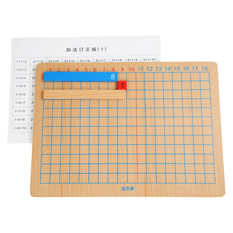 Kids Montessori Materials Wooden Math Toy Subtraction Strip Board with Manual Card Toys for Early Childhood Education Preschool 4
