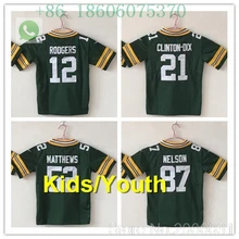 A+++ качество Дети 12 Аарон Роджерс Клэй Matthews 52 Ha Clinton-Dix 21 Jordy Nelson 87 jersey Packers