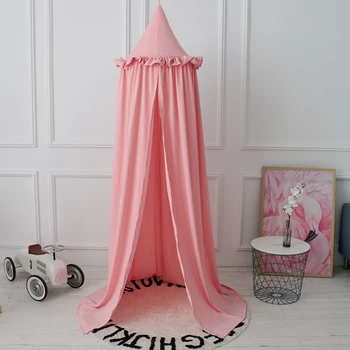

Nordic Style Tencel Cotton Princess Bed Canopy Dome Children Kids Play Tent Pink White Gray Green Baby Mosquito Net Bed Curtain