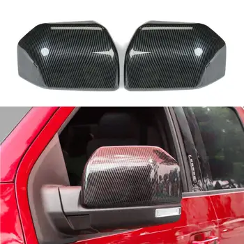

1Pair Car Rearview Side Mirror Cover For Ford F150 2015-2019 Accessories Carbon Fiber Grain ABS Rear View Mirror Cover Protector