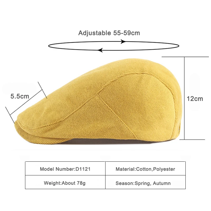 Spring Autumn Berets Hat Men knitting Visor Cap Casual Fashion Women Beret Solid Yellow Blue Peaked Flat Cap Duckbill Hat beret hat,woolen beret