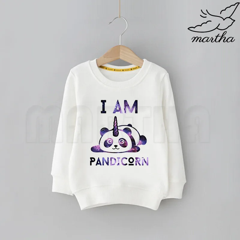 Детская толстовка с капюшоном с рисунком из мультфильма «I Am A Pandicorn»; свитера с милым принтом; детская одежда; детские толстовки с капюшоном и рисунком