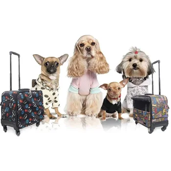 

Protable Pet trolley case Pet Travel Bag Dogs Wheels Carrier Cat Outdoor Travel Carrying Rolling Wheels with Extendable Handle