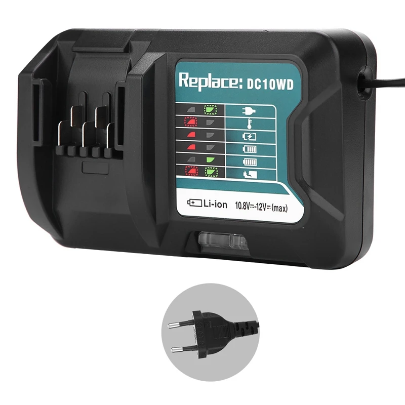 ABHU-Fast Lithium Battery Charger For Makita 10.8V 12V Dc10Wd / Dc10Sb / Dc10Wc / Bl1015 / Bl1016 / Bl1021B / Bl1041B Led Charge