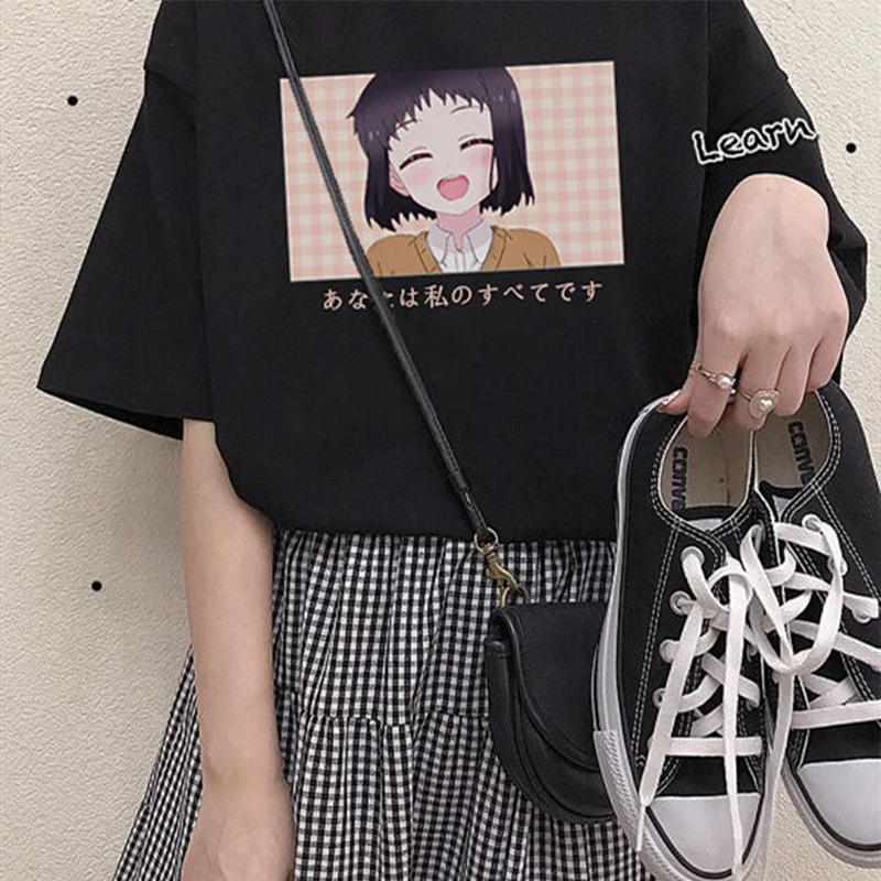 beautiful girl print women tops loose new summer short-sleeve chic female T-shirt clothes shirt top Darling anime Harajuku Zero