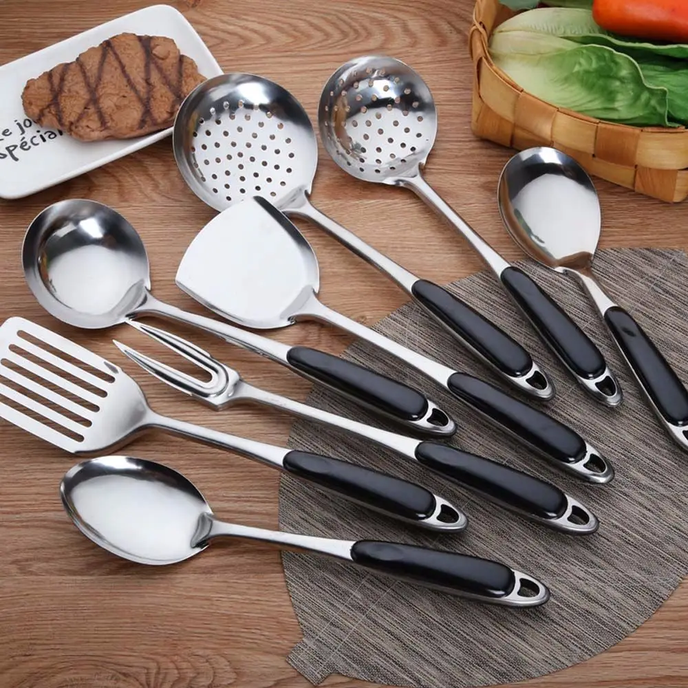 kitchen Utensil Set Wooden Handle Stainless Steel Spatula Soup Spoon Shovel Thickened Anti-Scalding Rice Frying | Дом и сад