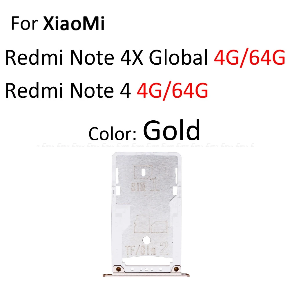 Сим-карты слот, разъем для лотка для устройства чтения sd-карт для Xiaomi Redmi Note 4 4X глобальной держатель карт Micro SD Разъем контейнер Запчасти - Цвет: For Redmi Note4 Gold