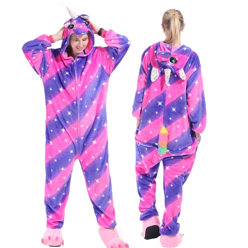 Adult Pajamas Adults Animal Kigurumi Pajamas Sleepwear Cosplay Onesie Women Men Winter Unisex Unicornio Rabbit Cartoon Unicorn Pajamas Nightie
