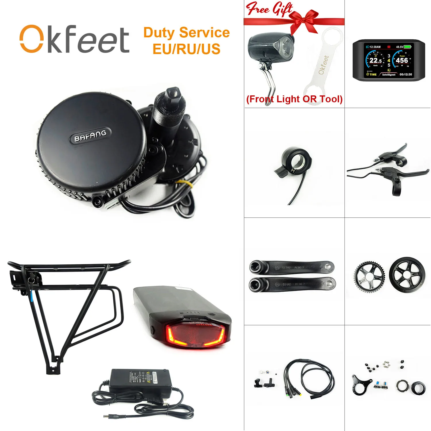 

Bafang 8FUN 36V250W BBS01 MMG340 36V 16Ah Rack Battery Mid Drive Motor Ebike Conversion Kit Light