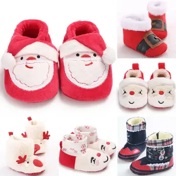 

Santa Claus Christmas Xmas Newborn Kid Baby Winter Girl Boots Toddler Crib Shoes