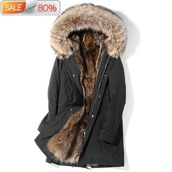 

2020 New Parka Real Coat Men Winter Jacket Warm Raccoon Liner Long Genuine Fur Coats Parkas De Hombre P1A9A65102