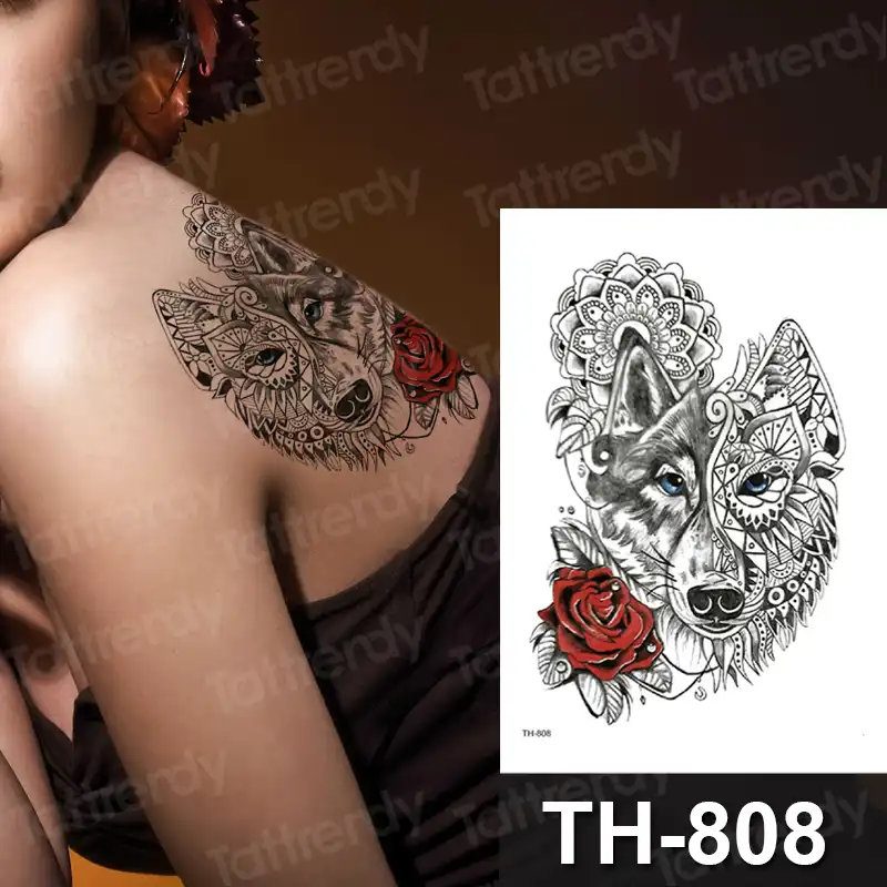 Wolf Tattoo Designs Model Tattoos Women Girls Sexy Wolf Temporary Tattoos Black Tribal Animals Body Art Tattoo Back Legs Thigh Aliexpress