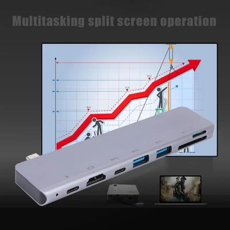 5in 1/7 в 1 TYPE-C концентратор док-станции кабель-Переходник USB C на карта памяти TF Многофункциональный Портативный практичный TYPE-C 4K HDMI адаптер - Цвет: 7in1 TYPE-C HUBX1