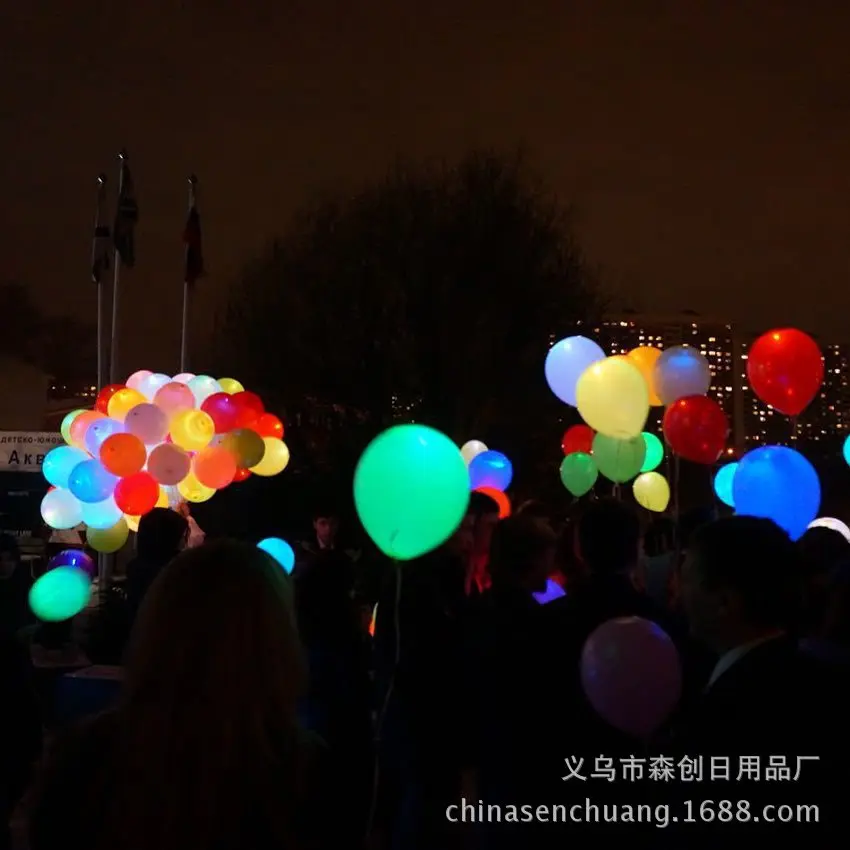 With LED Light Thick Balloon Night Light Shining Flash Balloon Birthday Party Decorative Colorful LED Balloon