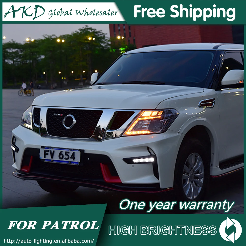 Фары для автомобиля Nissan Patrol Y62 2010 2019 DRL дневные ходовые огни головная лампа LED Bi Xenon