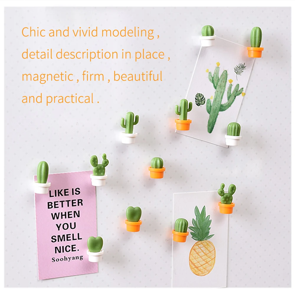 

6pcs Cute Fridge Magnets Succulent Plant Magnet Button Cactus Refrigerator Message Sticker Magn Home Decor Kitchen Accessories