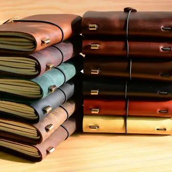

Cowhide Retro Notebook Cow Leather Travel Notebooks Loose-leaf Notebook DIY Handmade Exquisite Gift Concise Style Portable Book
