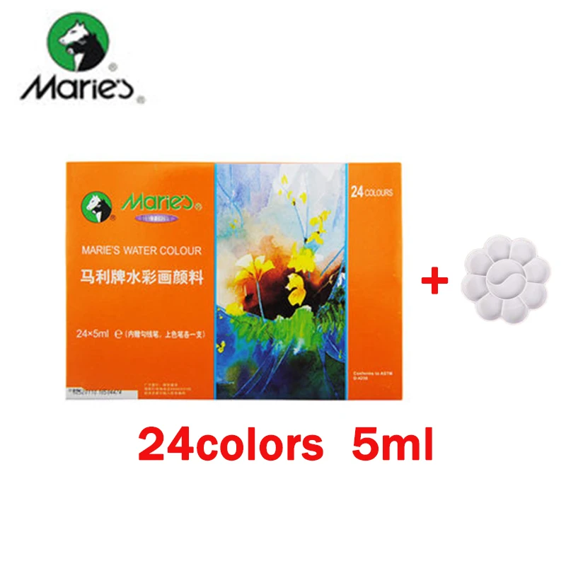 5ml-E1335-24colors Надписью «Marie» акварельные краски в наборе 12/18/24/36 Цвета косметика парфюмерия диспенсер 5 мл/12 мл трубка воды Цвет пигмент прозрачная Точная в воде для начинающих - Цвет: 5ml-E1335-24colors