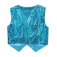 Gilet de danse Hip Hop pour enfants, garçons et filles, gilet à paillettes brillantes, déguisement de fête Disco, Costume de spectacle de chorale, 3-15 ans 4