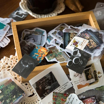 

yoofun 40pcs/pack Flowers Travel Music Postcards Label Stickers Set Decorative Stationery Stickers Scrapbooking Diy Diary Album