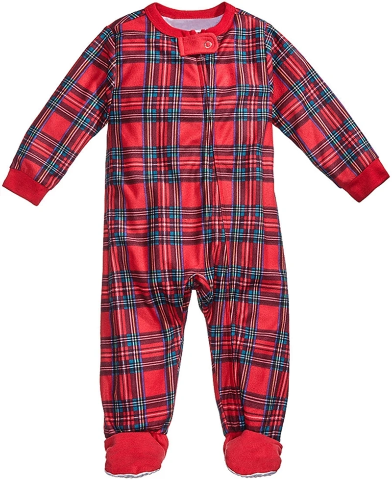 Семейные рождественские пижамы; красные клетчатые Семейные комплекты; сезон осень-зима; парные наряды; одежда для сна для родителей и детей