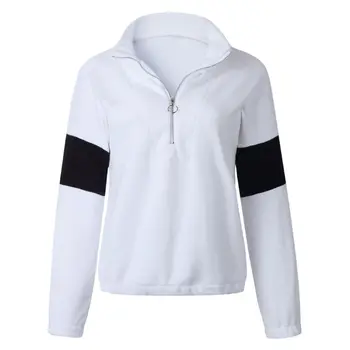 

2019 2019 Women Autumn Winter Zipper Up Polar Fleece Turtleneck Pullover Casual Long Sleeve Color Stiching Hoodies Sweatshirt