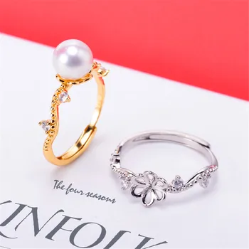 

Simple Big Pearl Rings Settings Women DIY Pearl Rings Holder S925 Sterling Silver Pearl Jewelry Findings