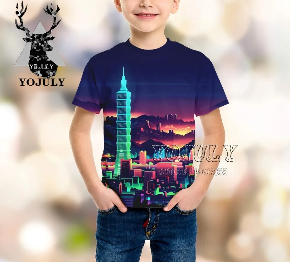 YOJULY vaporwave Harajuku/детская одежда с 3d принтом для маленьких мальчиков и девочек-подростков детская футболка с аниме новые модные футболки Modis A473