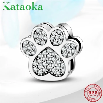 

100% High quality 925 Sterling Silver sparkling CZ Dog claw Beads Clip Fit Original Reflexion Charm Bracelet Jewelry making