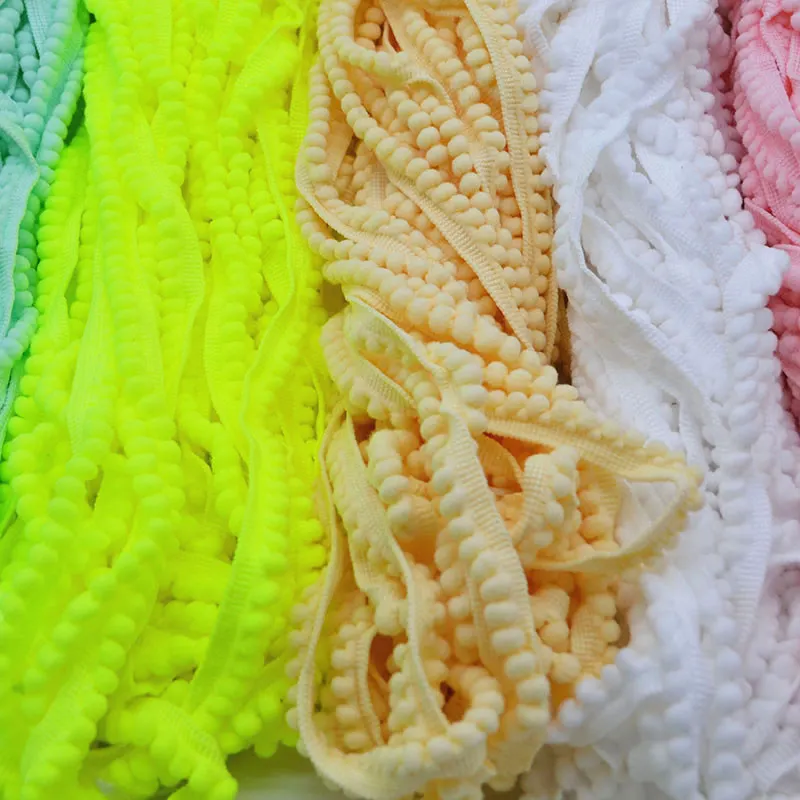 5Yards 11MM Colorful PomPom Trim Ball Fringe Ribbon DIY Wedding Birthday Party Decor Handmade Sewing Accessories Kintted Fabric | Дом и сад