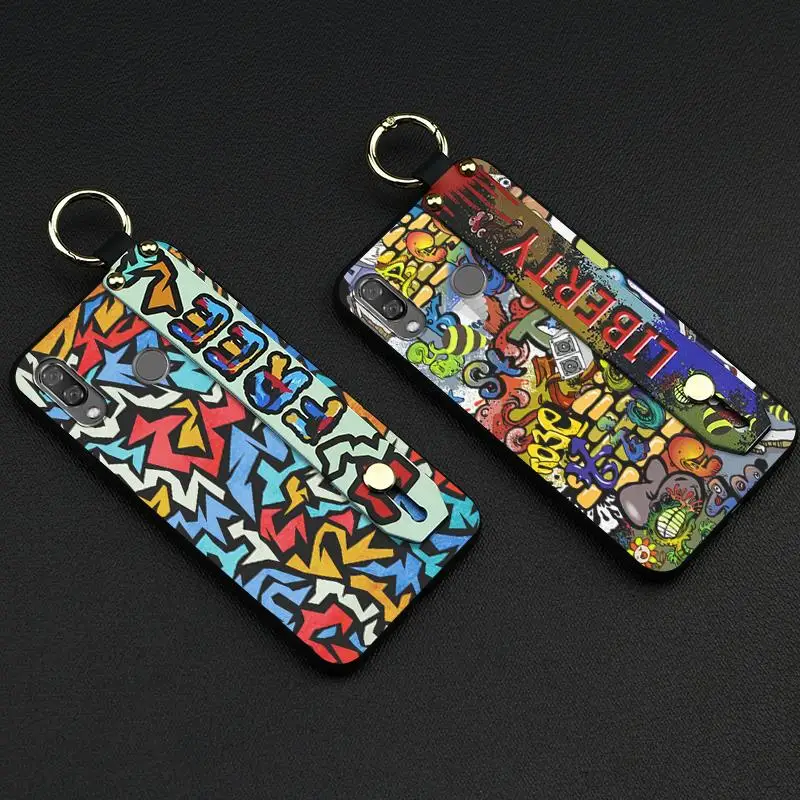 Phone Case For Huawei Nova 3i 6.3-inch Lanyard Shockproof Graffiti Series Holder Delicate TPU Silicone Cover | Мобильные телефоны и