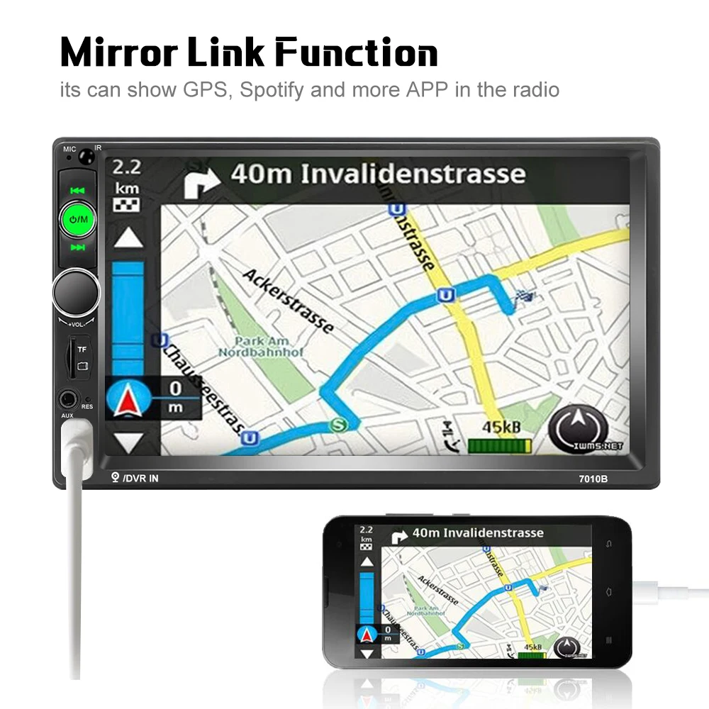 Автомагнитола Camecho 7010B 2 DIN MP5 GPS FM Bluetooth Автомобильный мультимедийный плеер USB AUX TF