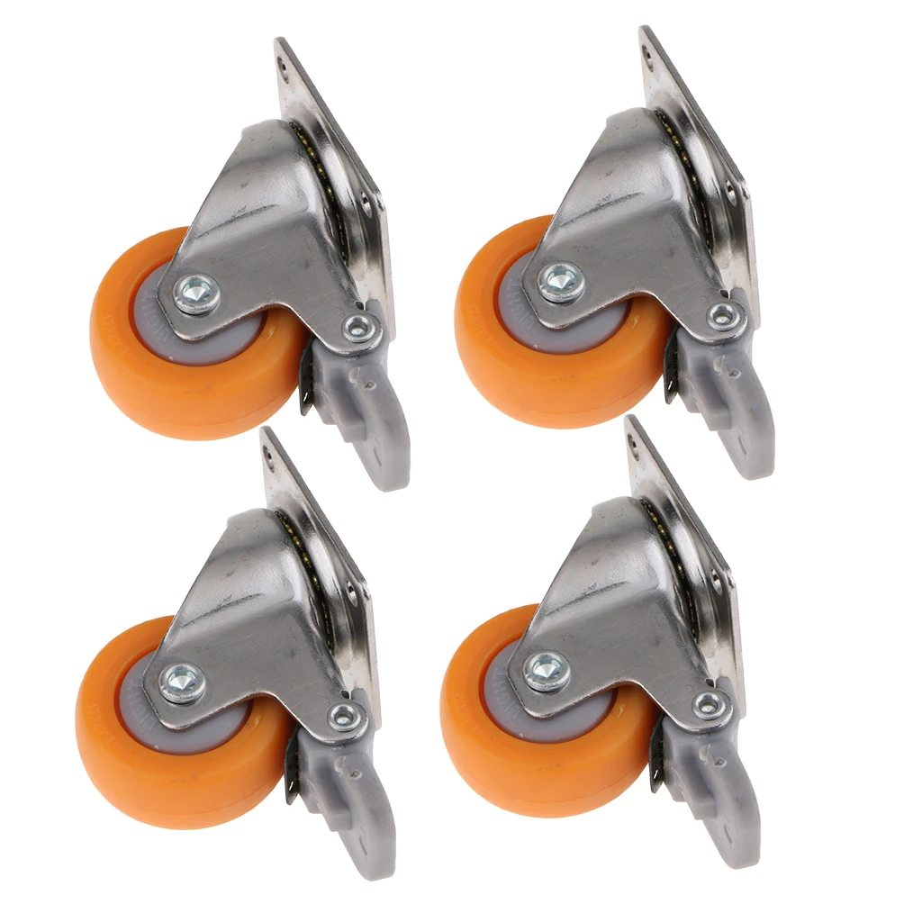 4x Industrial Swivel Castors 1.25inch Tapered Wheel Trolley Wheels With Brake Capacity Of 17kg