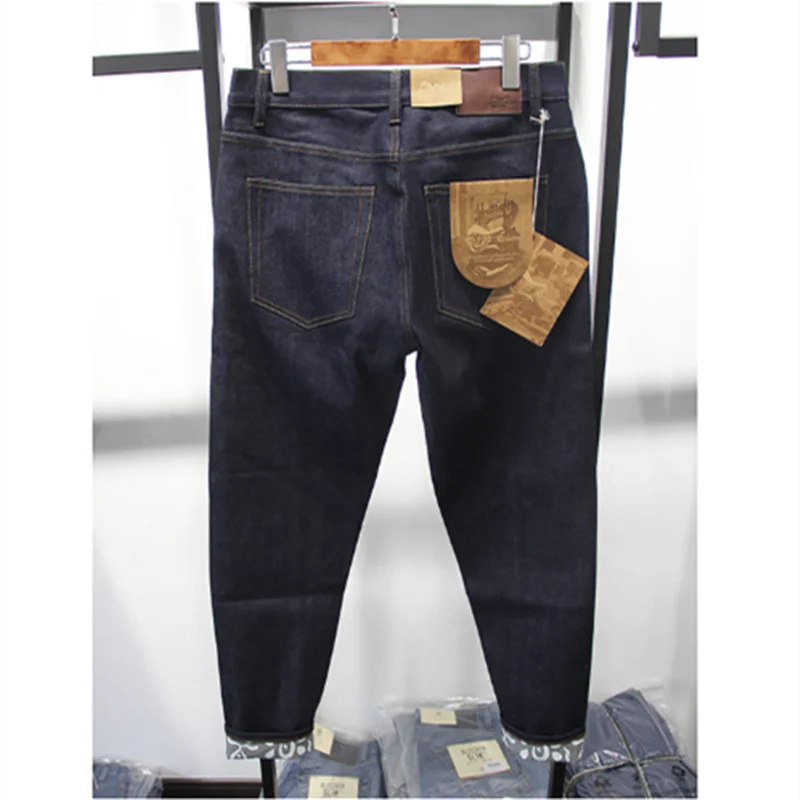 Red Ear Denim Original Cow Heavy Primary Color Casual Jeans Loose Straight Tapered Trousers Men Outdoor Hiking Tooling Pants