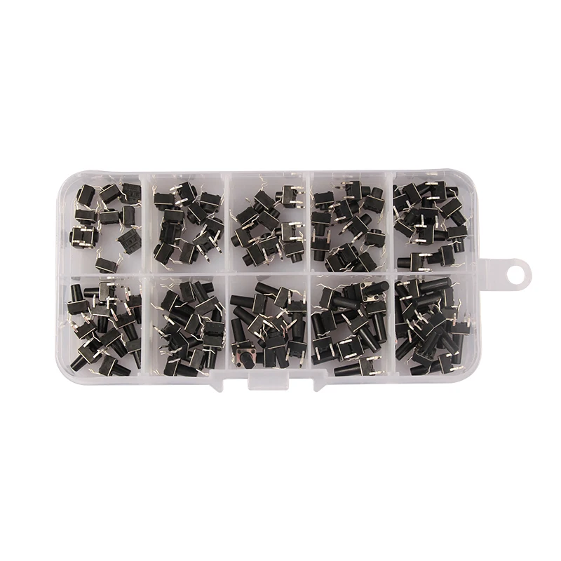 

10 models 100pcs 6*6 Tact Switch Tactile Push Button Switch Kit, Height: 4.3MM~13MM DIP 4P micro switch 6x6 Key switch