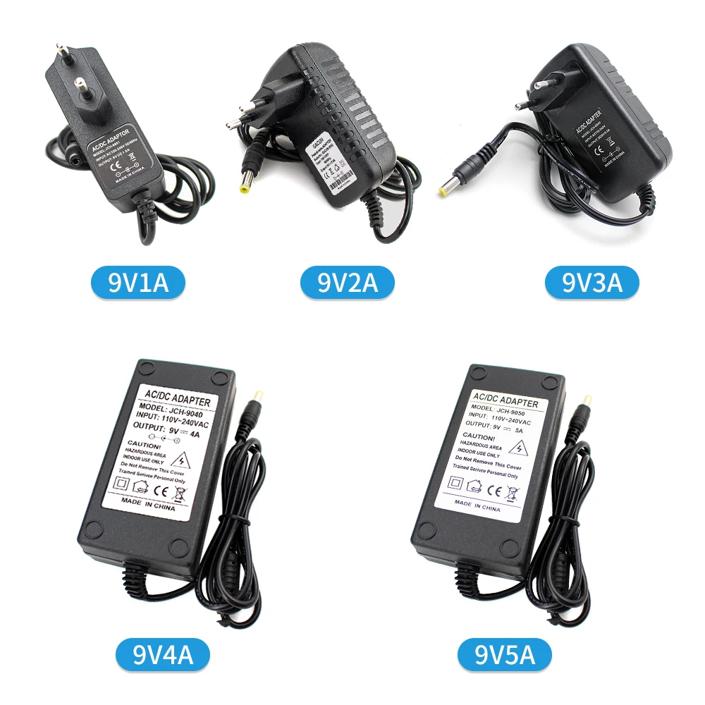 alimentação, AC DC, 220V a 9 V, 1A, 2A, 3A, 4A, 5A