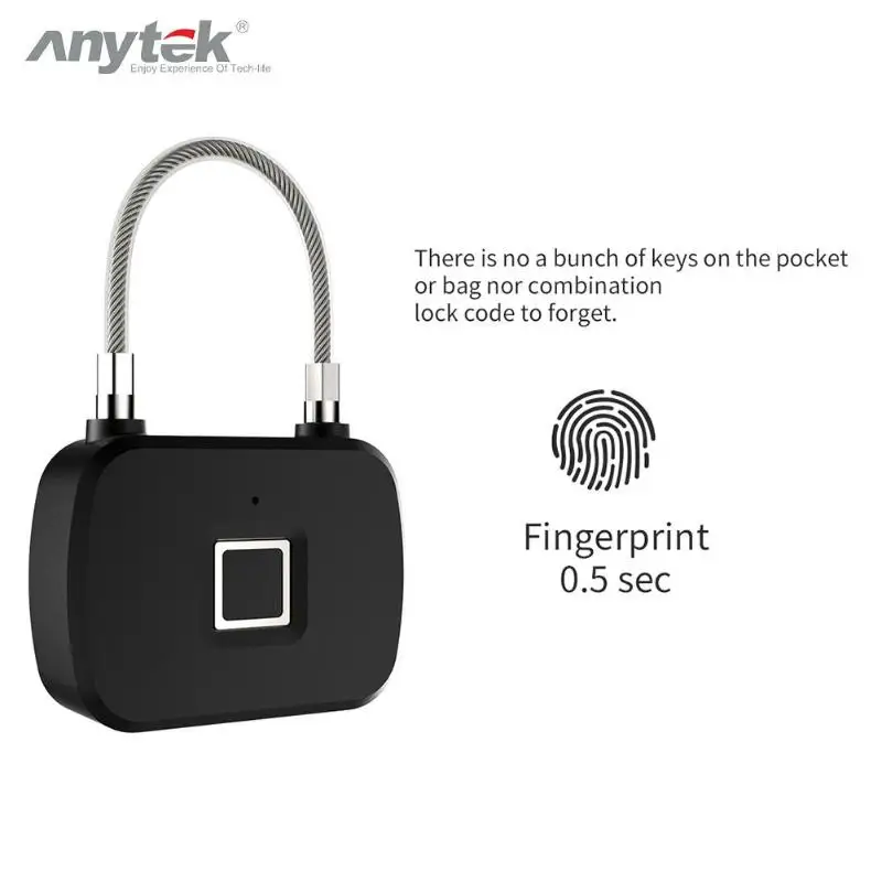 Anytek L13 Противоугонный замок без ключа с отпечатком пальца Водонепроницаемый умный замок для двери чехол для багажа замок для безопасности дома