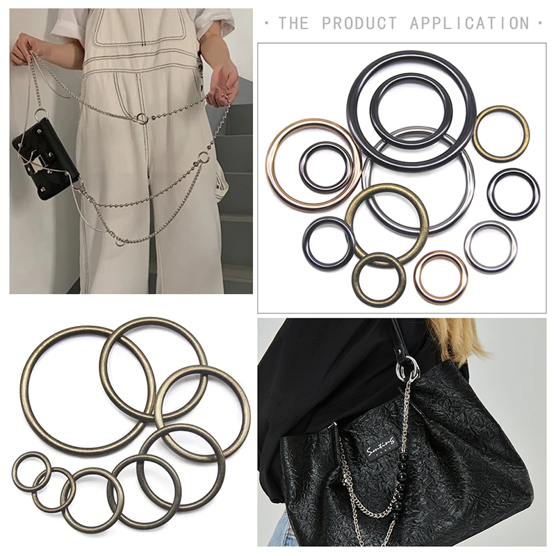 Wholesale 20pcs/lot 20mm/25mm/30mm/35mm black bronze gold silver circle ring Connection alloy metal shoes bags Belt Buckles DIY