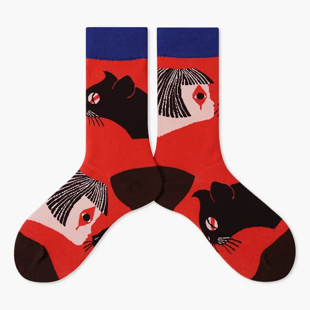 Autumn/Winter Couples Skateboard Sox Creative Abstract Art Harajuku Hip Hop Streets Tide Socks Colorful Funny Socks Skarpetki 12