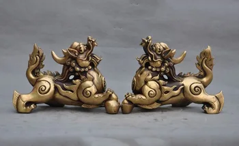 

wedding decoration Chinese fengshui brass unicorn Brave troops Pixiu wealth lucky beast statue pair