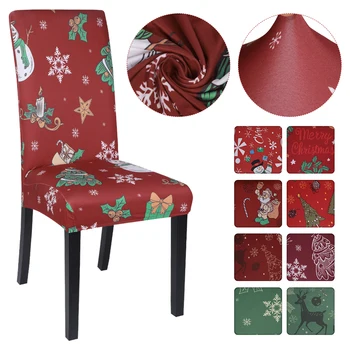 

1/2/4/6pcs Christmas Chair Cover Big Elastic Seat Chair Covers Xmas Stretch High Back Slipcovers For Christmas Banquet Party
