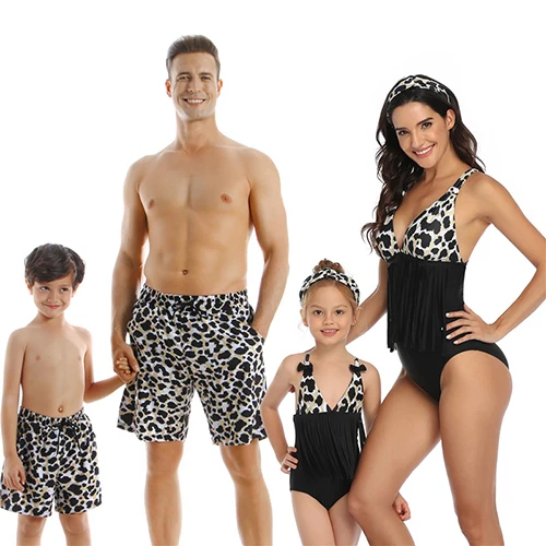 Новинка года; одинаковые купальники для всей семьи; купальный костюм для мамы и дочки; цельный купальный костюм для женщин и маленьких девочек; купальные шорты для папы и сына - Цвет: XZ190271 black