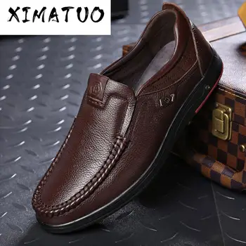 

Handmade Genuine Leather Shoes Skid-proof Men Flats Loafers High Quality Chaussure Homme Real Leather Men Shoes Factory