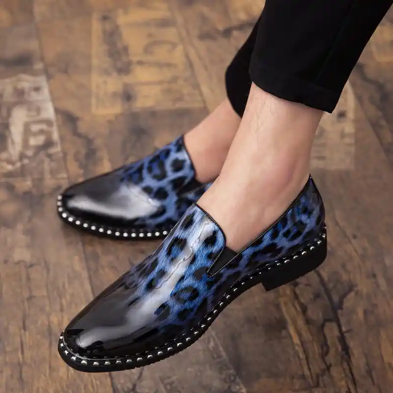 men's printed oxfords patent leather fall