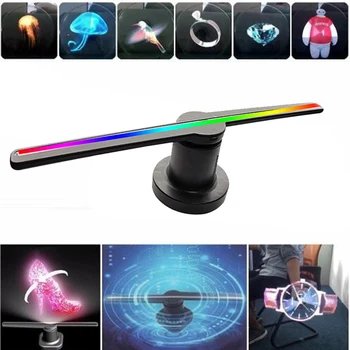 

43cm two-leaf 3D holographic projector, naked eye fan rotating imaging three-dimensional hologram，LOGO advertising machine