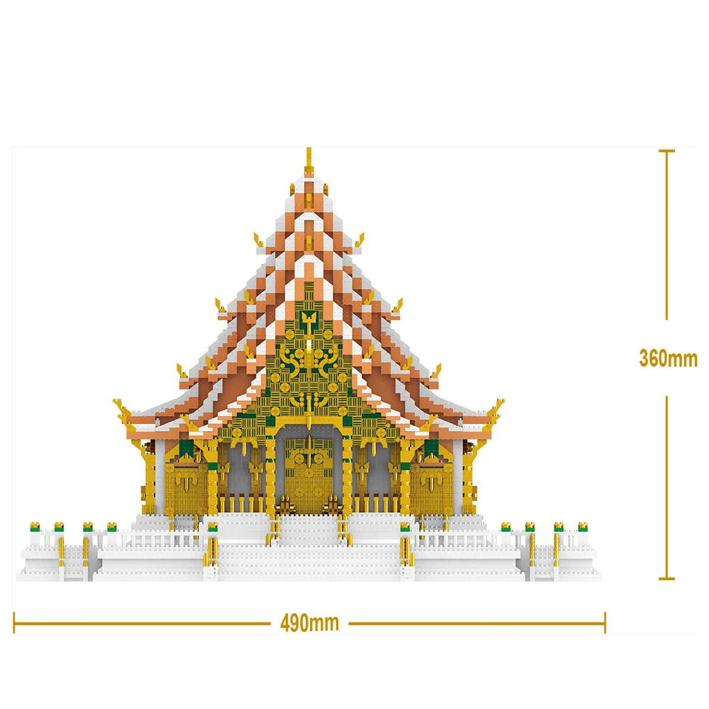 ZRK7825 Thailand Royal Mini Building Blocks Grand Palace Model 9846pcs+  Famous Architecture Micro Bricks Toys for Children Gift